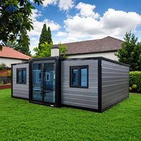 Casa Contenedor Prefabricada Gris Moderna, Expandible, Impermeable, con Estructura de Acero, Plegable, Modular, Casa Pequeña Móvil con Cocina y Baño