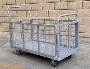 Nền tảng handcart kho đa mục đích <span class=keywords><strong>Heavy</strong></span>-<span class=keywords><strong>Duty</strong></span> sắt phẳng xe tải với hàng rào và khả năng chịu tải cao - Product Image 5