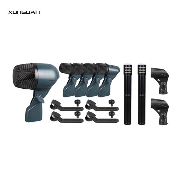 KING-727 High Quality  Musical Instrument Metal Condenser & Dynamic Drum Kit Microphone Wired Microphone with Aluminum Box