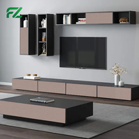 Meuble TV moderne de luxe en aluminium de style européen avec éclairage LED et fonction de rangement pour salon et appartement