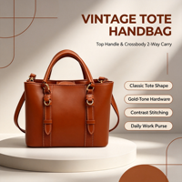 Sac à main vintage en PU pour femme avec fermeture éclair, bandoulière polyvalente, modèle SJ8823HB de la marque SJ pour un usage quotidien