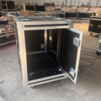Flight case professionnel 20U à porte coulissante en aluminium antichoc, avec panneau de porte dissimulé, pour amplificateur et table de mixage audio