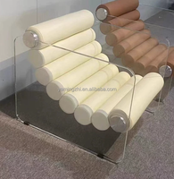 Fauteuil de salon flottant en acrylique au design nordique créatif haut de gamme, style épuré, mobilier de maison, chaise en acrylique et cuir