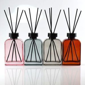 Wholesale <strong>Round</strong> Shoulder Flat <strong>Square</strong> Shape 200ml 350ml Reed <strong>Diffuser</strong> Glass Bottle Transparent Aromatherapy Bottle Gift Packaging - Product Image 1