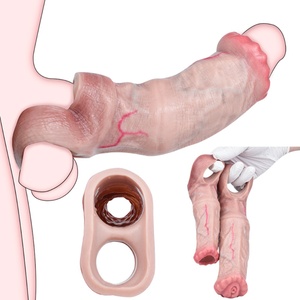 FAAK Silicone Penis Sleeve Ring Fantasy Dog Knot Hollow <b>Dildo</b> Size S M L <b>Dildo</b> Sheath Cock Enlarger Sex Toys for Men Masturbate - Product Image 1
