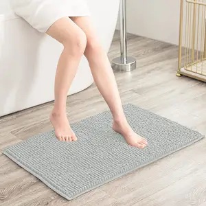 CF BCH05-LG Soft Absorbent Microfiber Dries Quickly Luxury Chenille Shaggy Machine Washable Bathroom Mats