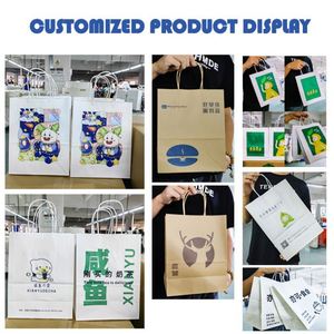 Sac en papier kraft brun recyclé avec poignée, personnalisé avec logo pour restaurant, café, emballage alimentaire à emporter, courses et livraison - Product Image 6