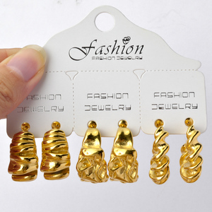Wholesale Bulk Custom Hypoallergenic Waterproof <strong>Gold</strong> Plated Stainless Steel Women Luxury Fashion Jewelry Hoop <strong>Earrings</strong>
