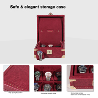 Boîte à montres de luxe en cuir PU texture crocodile, design rétro valise, avec fermoir métallique, personnalisable, pour rangement et cadeau