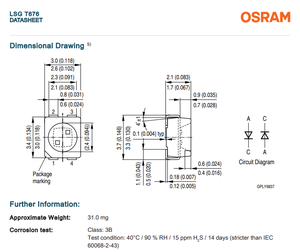 ชิป LED OSRAMs Multi TOPLED LSG T676 สีแดง 630nm สีเขียว 570nm สองสี มุมกระจายแสง 120 องศา PLCC4 3528 SMD - Product Image 6