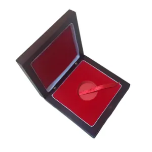 Caixa de estojo de medalha vermelha, alta qualidade, esporte, award, fit, caixa de moedas dourada de madeira