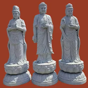 Estatua de Buda de piedra tallada a mano, escultura china, Mahasthamaprapta Guanyin Amitabha, 30 años de experiencia