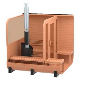 Sauna carré en cèdre rouge pour 4 personnes, fabriqué en usine OEM, avec chauffage au bois. - Product Image 4