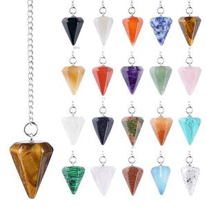 Péndulo de Cristal Natural, Colgante Tallado a Mano, Pilar Hexagonal, Péndulo de Amatista para Yoga - Product Image 2