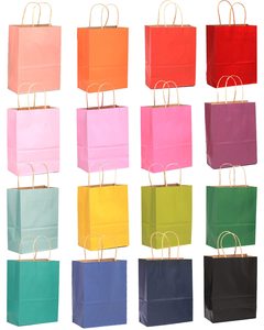 Medium Size Eco-Friendly Waterproof Digital Printing <b>Paper</b> Gift Bags 10.6x8.3x4.3 Inches 16 Solid Colors Party Favor Bags - Product Image 1