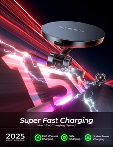 Support magnétique sans fil LISEN pour voiture, chargeur rapide 15W, support de téléphone pour <span class=keywords><strong>iPhone</strong></span> 17 16 15 14 Plus, accessoires de tableau de bord - Product Image 3