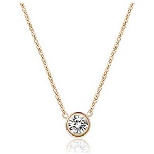 Ensemble collier et boucles d'oreilles en acier inoxydable or rose avec diamants, serti clos, boule ronde, bijoux de mode - Product Image 5