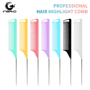 Nhãn Hiệu Riêng Màu Hồng Tóc Nhuộm Màu Chia Tay Lược Salon Tạo Kiểu Rat Đuôi Carbon Răng Lược Cho Phụ Nữ Nhựa Xử Lý Đuôi Lược - Product Image 3