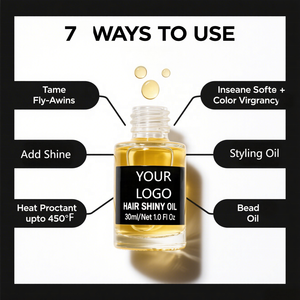 Aceite de proteína Natural a granel de alta calidad Ingredientes nutritivos de crecimiento orgánico Sin sulfato 30ML Anti-Frizz Shine para rizado - Product Image 5