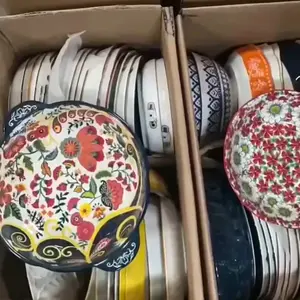 Factory Wholesale Stocked Ceramic Porcelain Dinner Stock Plate Dish Bowls Dinnerware Sale By Tons