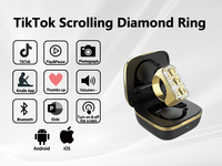 Bague Connectée Étanche Mode avec Diamants, Bague de Défilement TikTok Télécommande sans Fil, Tourneur de Page pour iOS et Android