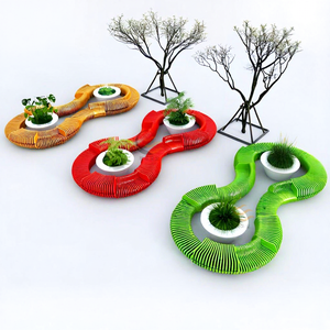 Outdoor Solid Wood Anti-corrosion Wood Slice Seat Customized Shopping Mall Lobby <b>Leisure</b> Chair Special-shaped Art Slice Seat - Product Image 2