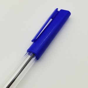 Caneta esferográfica plástica promocional barata por atacado, caneta transparente com logotipo personalizado, caneta azul, preta e vermelha para escola e escritório