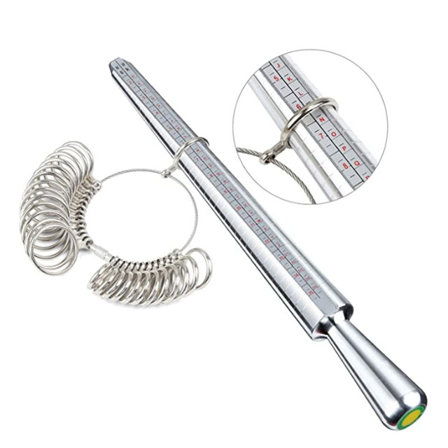 Jewelry Making Measurement Metal Ring Sizer Mandrel Gauge and Sizing Kit with Finger Measure Set Jewelry Findings