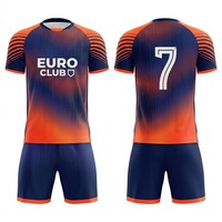 Maillot de football EURO style club à rayures dégradées par sublimation, personnalisable avec nom et numéro, 100 % polyester, faible MOQ, tenue d'équipe