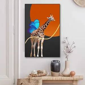 LED Wall Art Decor Glowing Cute Giraffe Modern Luxury Home Decor Luminous Wall Decoration Ideas With Paper Canvas Art Prints