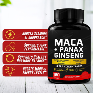 OEM Biologische Maca Wortel Extract Capsules Zwart Rood Geel Volwassen Kruidensupplement Energiebeheersing Antioxidanten Voordelen 120 - Product Image 2