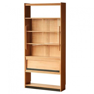 Japanese Style <b>Solid</b> <b>Wood</b> Combination <b>Bookcase</b> Modular Floor Standing Pine Furniture Study Storage Display Cabinet - Product Image 5