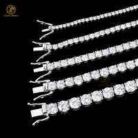Collier Tennis Moissanite Diamant Plaqué Or 925S 8H&8A, Bijou Homme Femme, Longueurs 16, 18, 20 Pouces, Effet Glaçon Scintillant