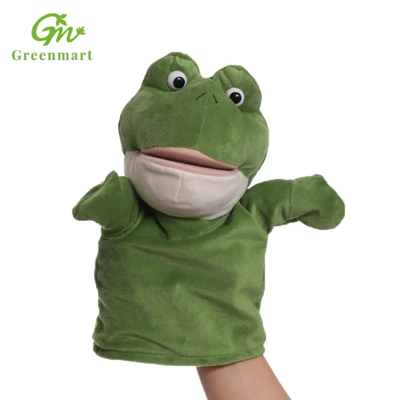 Greenmart Can be customized frog hand puppet cartoon small animal plush toys kindergarten early education props