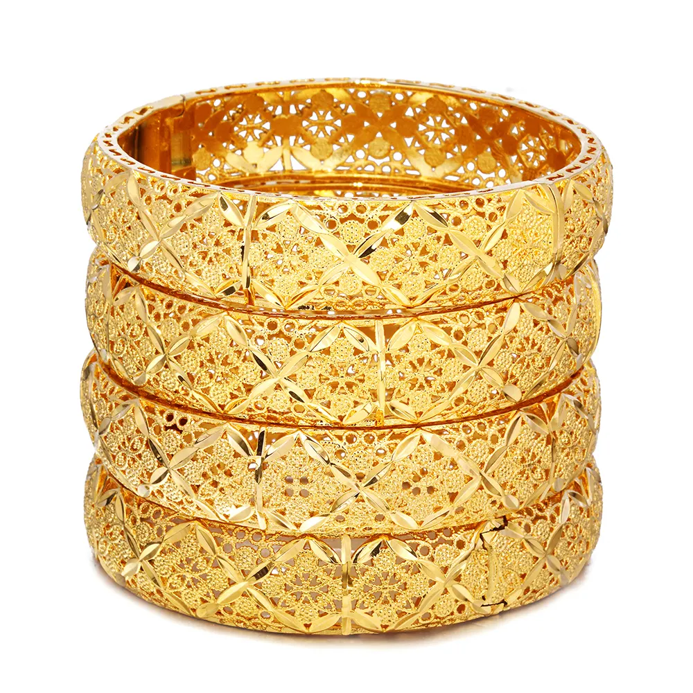 (1pcs) New Dubai Gold Bangles Women Gold Plated Bangles&Bracelet African/Ethiopian/Arab/Kenya/Middle East Wedding Gifts B207