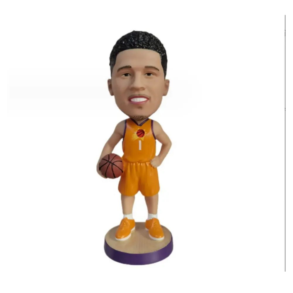 Figura de cabeça de bobble personalizada para jogadores de basquete, estátua de resina artesanal, boneco esportivo Bobblehead, estatuetas para presente de lembrança