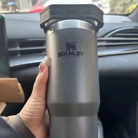 Gobelet isotherme portable en acier inoxydable 304 de 40 oz avec poignée et paille, scellé sous vide, pour voyage et extérieur, isolation thermique 6-12 heures