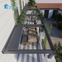 Pergola en aluminium polyvalente Sweet Home 4x4, toit rétractable motorisé, auvent extérieur, gazebo, protection contre l'eau, éclairage LED latéral