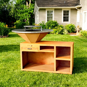 Barbecue de table moderne en acier inoxydable avec allumage piézoélectrique, finition mate, barbecue au charbon de bois d'extérieur facile à nettoyer - Product Image 1