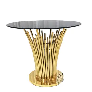 Meja dan Kursi Kue Bulat Emas Pernikahan, Berkualitas Tinggi Set Di Meja Makan untuk Acara
