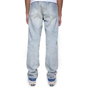 Jeans de Mezclilla Personalizados para Hombre, 100% Algodón, Pantalones de Mezclilla Azules de Corte Recto con Dobladillo sin Rematar - Product Image 6
