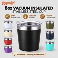 Gobelet isotherme en acier inoxydable 304 de 8 oz avec couvercle rabattable, mini-tasse portable pour café et lait, pour boissons froides et chaudes