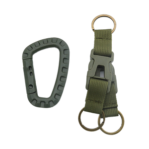 Pendentif tactique d'alpinisme portable en plastique à trois anneaux pour extérieur, avec boucle en ruban de nylon pour sacs - Product Image 1