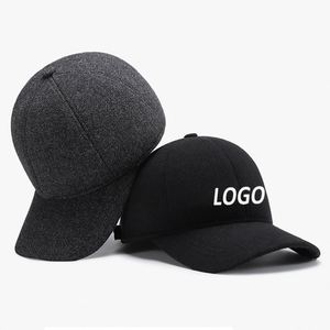 Casquette de baseball d'hiver personnalisée pour homme, style vintage, en laine unie, réglable, à 6 panneaux, simple et chaude, pour le quotidien, vente en gros - Product Image 1