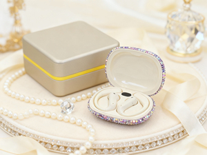 Boîte à musique artisanale Silnek JM37 2-en-1 avec écouteurs Bluetooth et étui de chargement en cristal diamant, écouteurs intra-auriculaires à crochet, <span class=keywords><strong>cadeau</strong></span> - Product Image 4