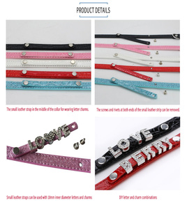 Accesorios para perros Doe, cuero PU ajustable, <span class=keywords><strong>Bling</strong></span>, 10MM, diamantes de imitación, nombre DIY, <span class=keywords><strong>Collar</strong></span> de perro personalizado - Product Image 2