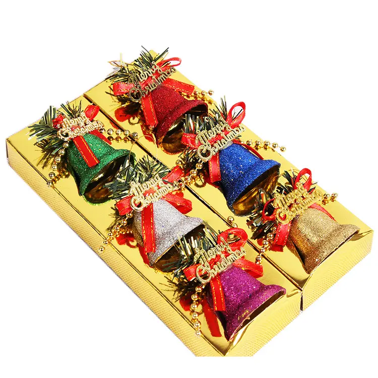 Новогоднее украшение цвет пыль пластик колокольчики 6 видов цветов вечерние свадебное торжество елочных игрушек украшения персонализированные идеи