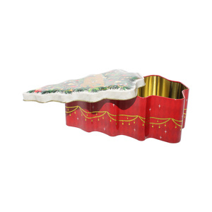 Christmas Tree Shaped <b>Tin</b> Storage Can with Merry Christmas Design for Holiday Gift Candy & Cookie Packaging - Product Image 4