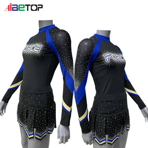 Uniformes de porristas de manga larga con diamantes de imitación para mujeres y niñas, <span class=keywords><strong>disfraz</strong></span> de <span class=keywords><strong>animadora</strong></span> con mangas para la temporada de <span class=keywords><strong>invierno</strong></span> - Product Image 6