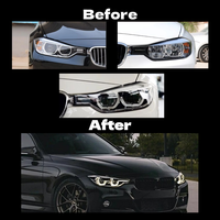 Faros Delanteros HETOP F30 2013-2019, Actualización de Doble Color, Versión de Fondo Negro, Amarillo Blanco, Serie 3, Plug and Play, LED DRL para BMW